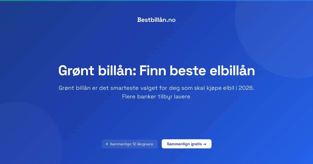Grønt billån: Finn beste elbillån